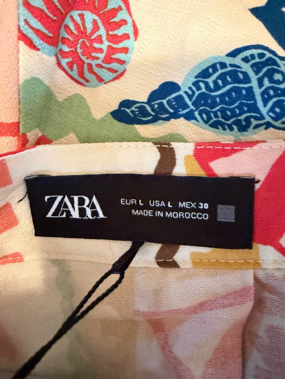 NWT ZARA Patchwork Print Summer Beach Seashell Cottage European Skirt Large - Picture 9 of 9